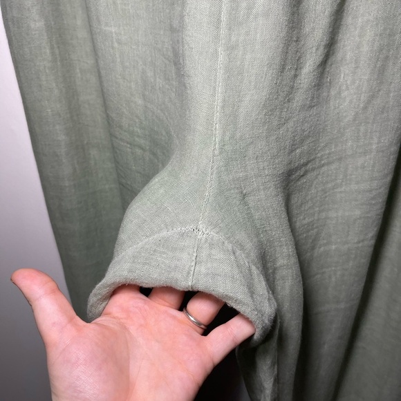 Lungo L’Arno Women’s Sage Green 100% linen wide leg pull on pants in 1X - Picture 4 of 7
